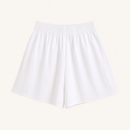 Shorts gonna bianco panna con vita elastica e tasche