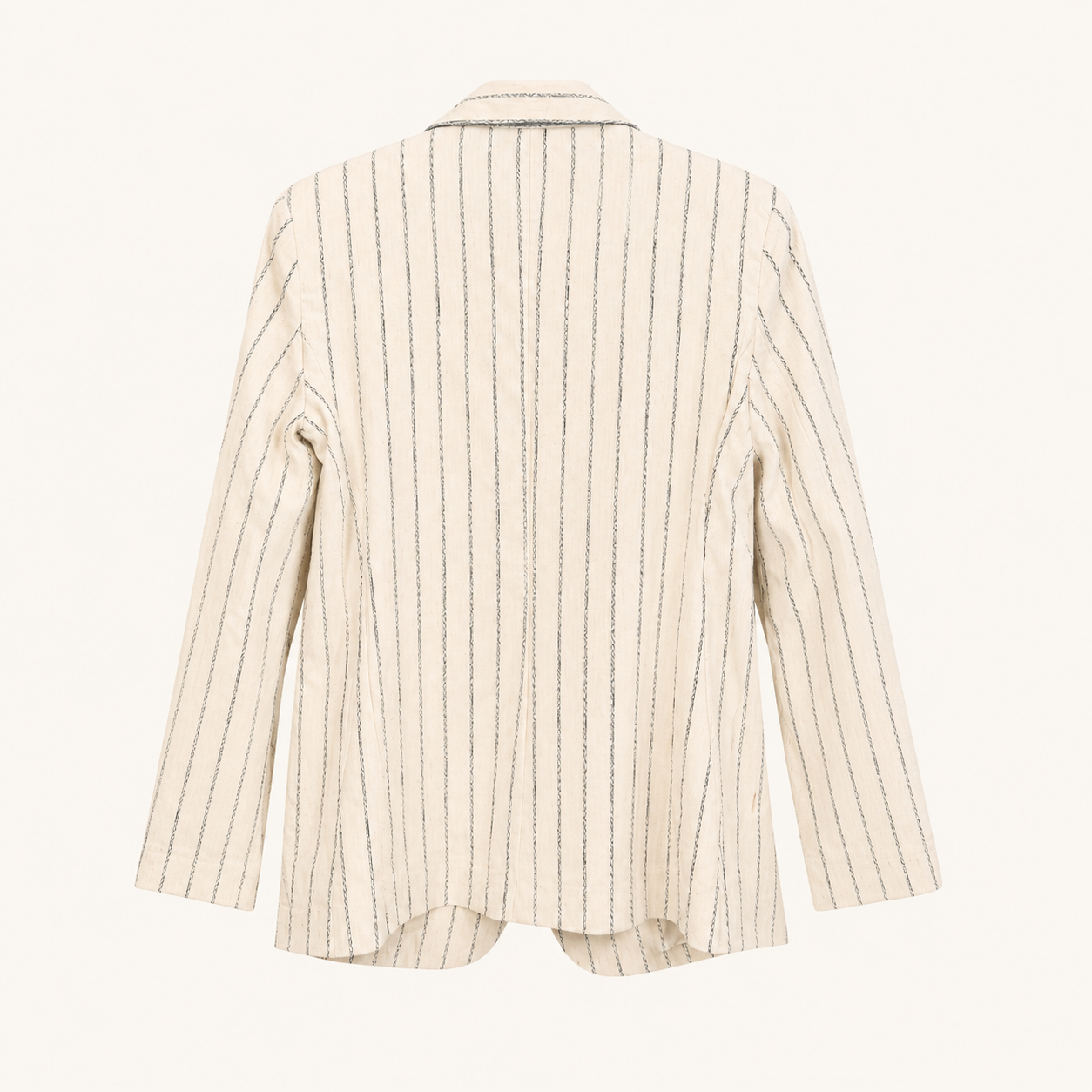 Blazer beige a righe con revers e tasche