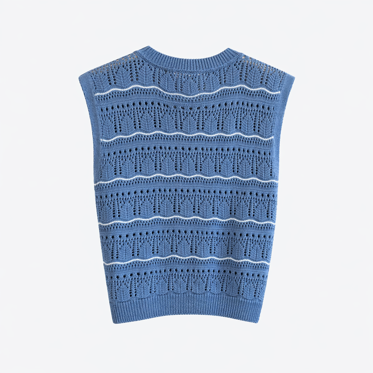 Top in maglia traforata azzurra