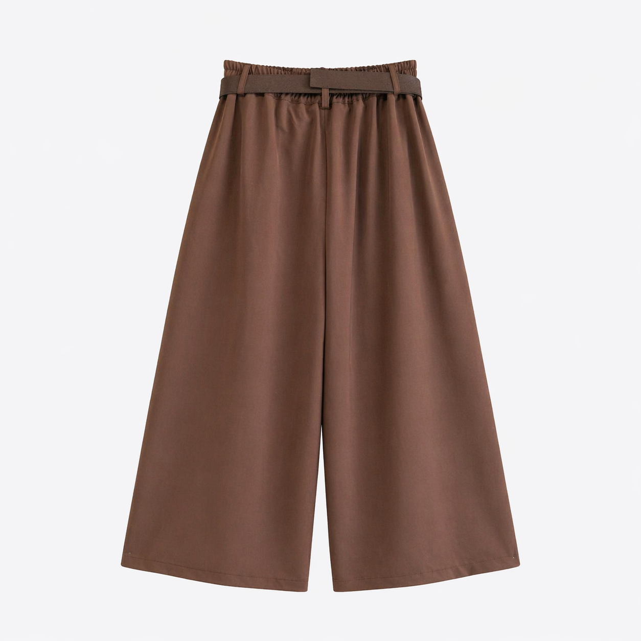 Pantaloni palazzo marroni con cintura