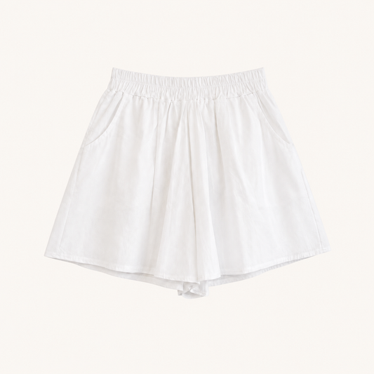Shorts gonna bianco panna con vita elastica e tasche