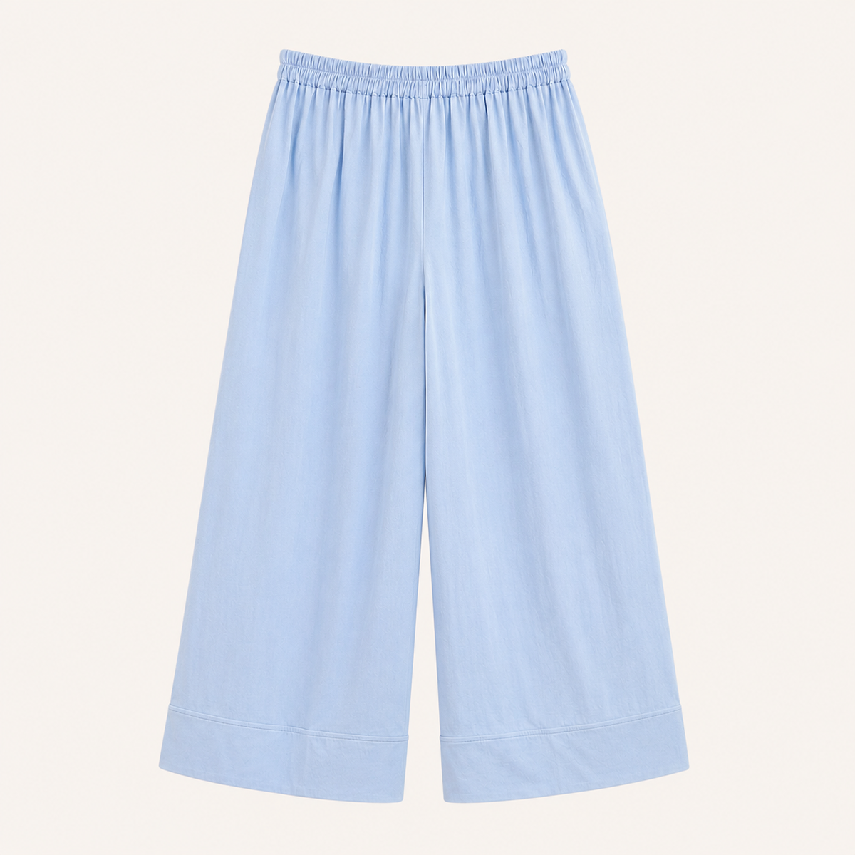 Pantaloni palazzo azzurro chiaro con gamba ampia e fondo alto