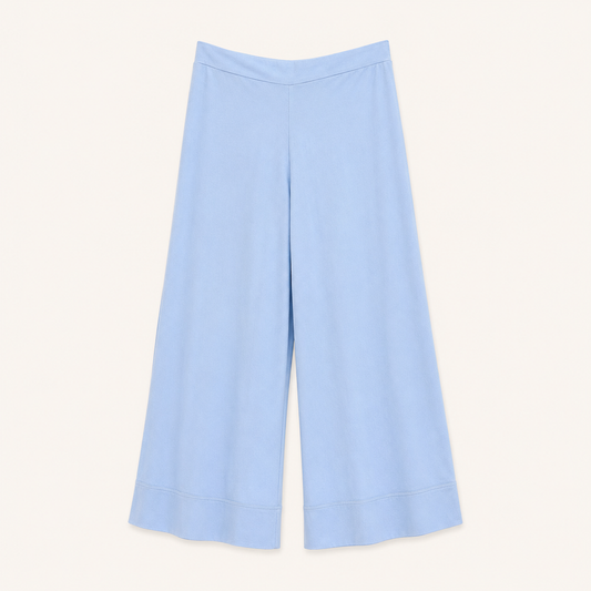 Pantaloni palazzo azzurro chiaro con gamba ampia e fondo alto