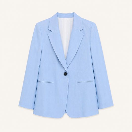 Blazer azzurro chiaro con revers e bottone singolo