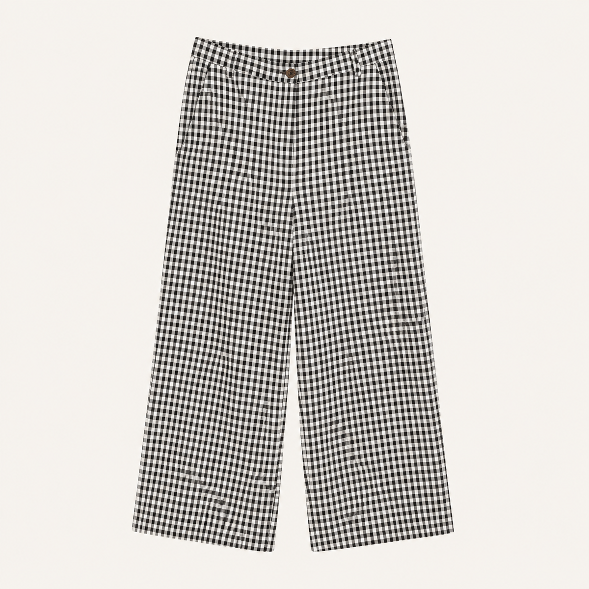 Pantaloni palazzo bianco e nero vichy