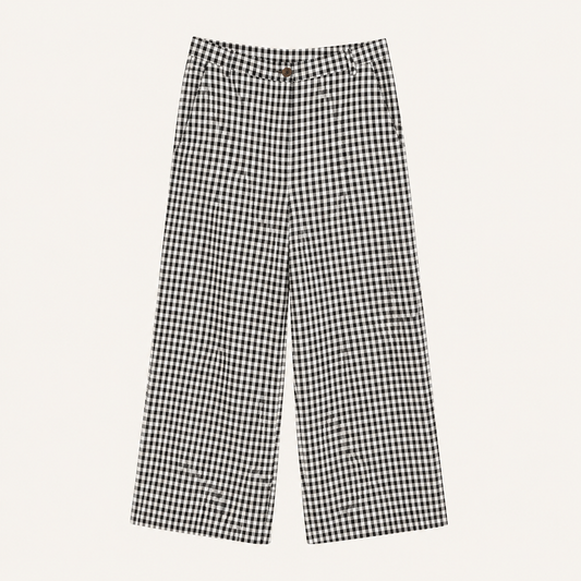 Pantaloni palazzo bianco e nero vichy