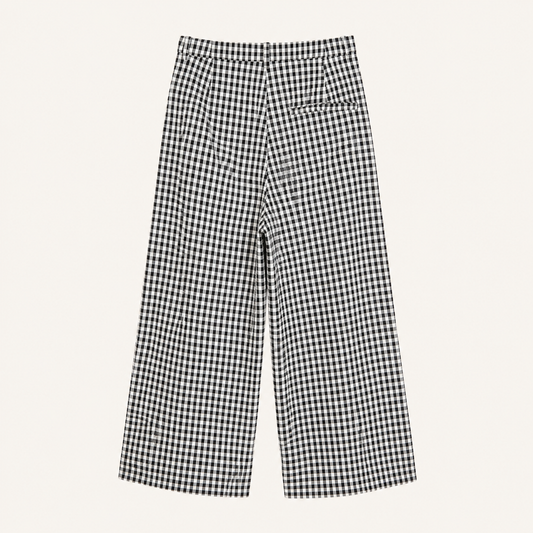 Pantaloni palazzo bianco e nero vichy