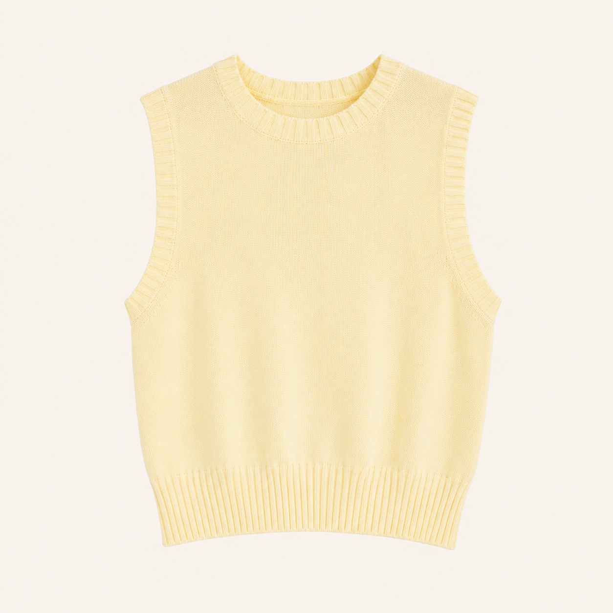 Gilet giallo in maglia con girocollo
