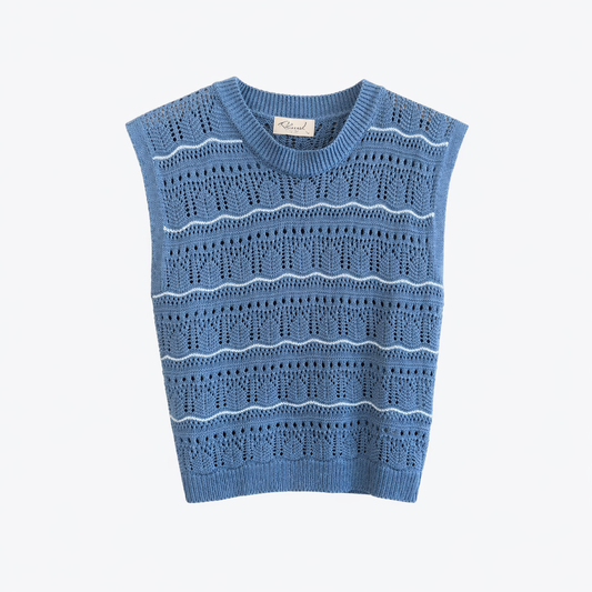 Top in maglia traforata azzurra